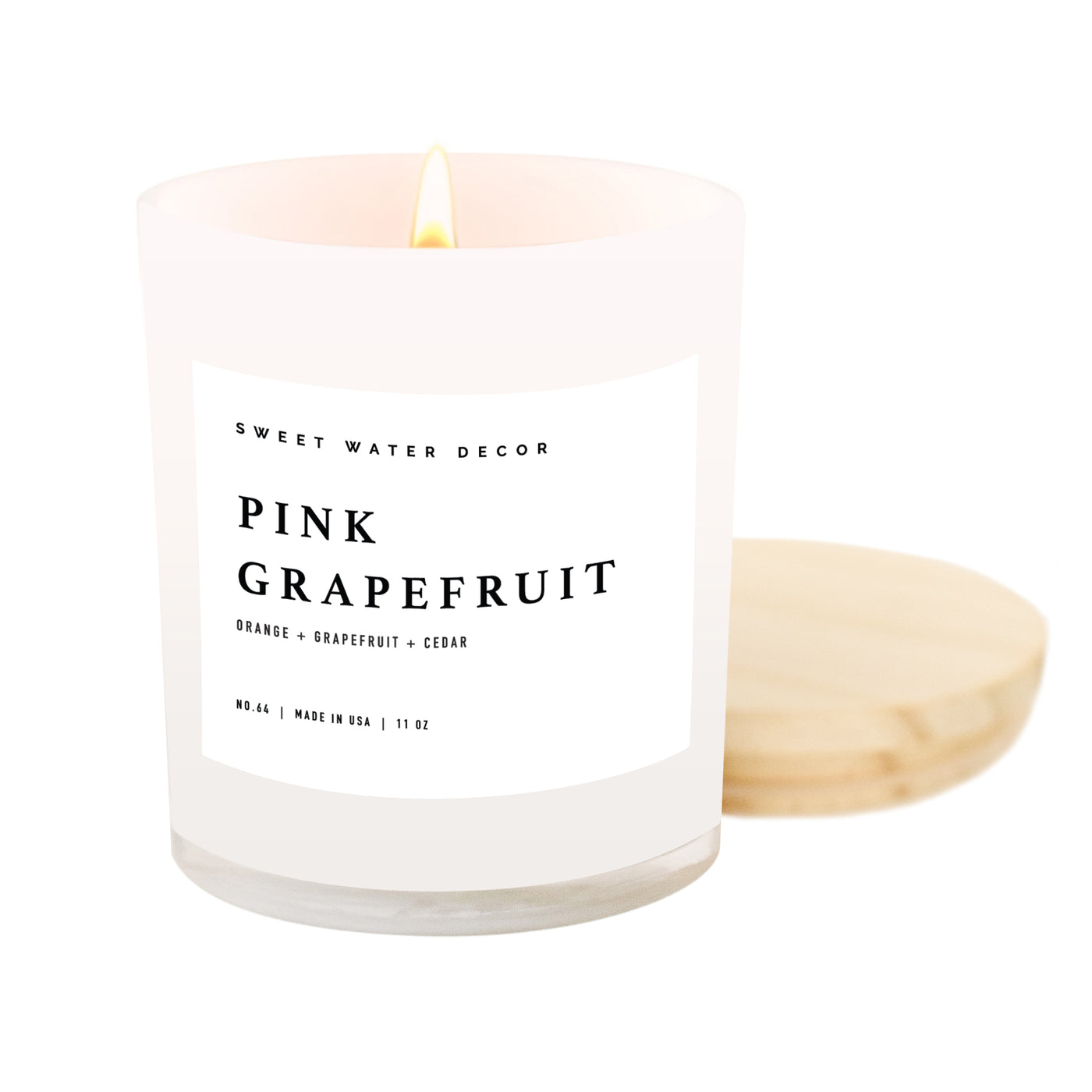 Pink Grapefruit Soy Candle - White Jar - 11 oz - Sweet Water Decor - Candles