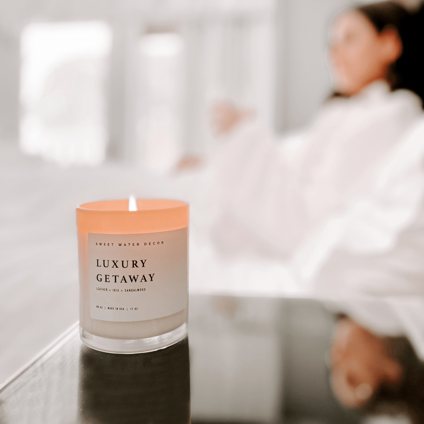 Luxury Getaway Soy Candle - White Jar - 11 oz - Sweet Water Decor - Candles