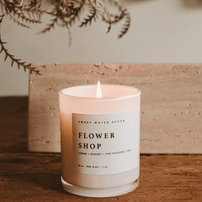 Flower Shop Soy Candle - White Jar - 11 oz - Sweet Water Decor - Candles