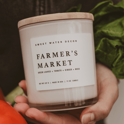 Farmer's Market Soy Candle - White Jar - 11 oz - Sweet Water Decor - Candles