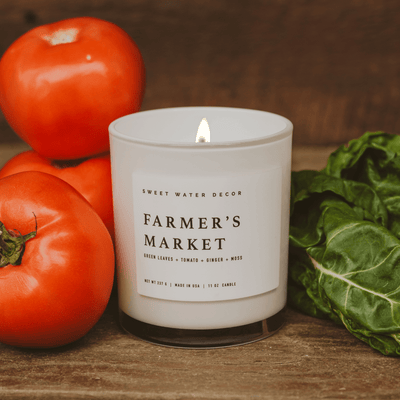 Farmer's Market Soy Candle - White Jar - 11 oz - Sweet Water Decor - Candles