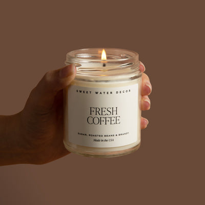 Fresh Coffee Soy Candle - Clear Jar - 9 oz - Sweet Water Decor - Candles