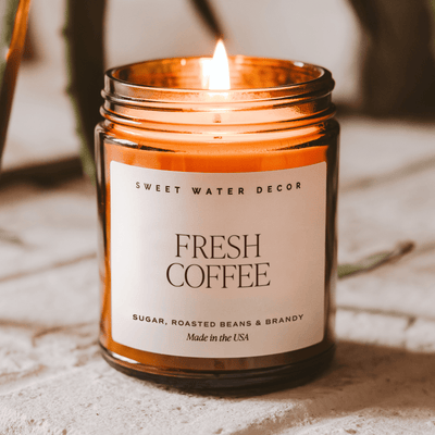 Fresh Coffee Soy Candle - Amber Jar - 9 oz - Sweet Water Decor - Candles