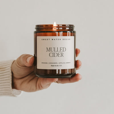 Mulled Cider Soy Candle - Amber Jar - 9 oz - Sweet Water Decor - Candles