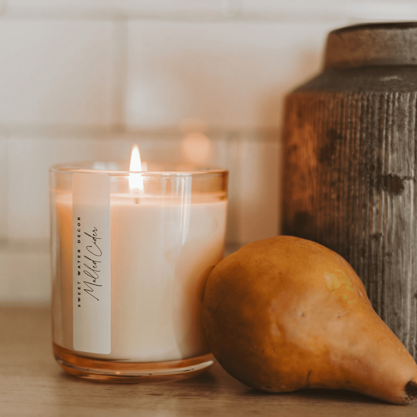 Mulled Cider Soy Candle - Tinted Glass Jar - 12 oz - Sweet Water Decor - Candles