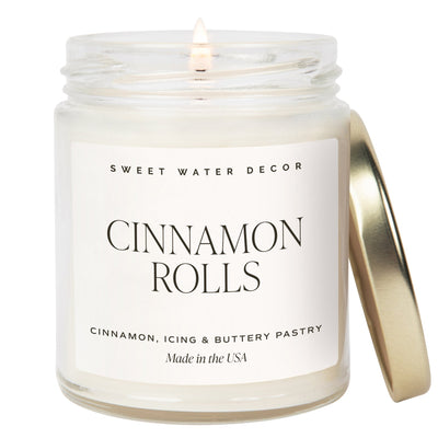Cinnamon Rolls Soy Candle - Clear Jar - 9 oz - Sweet Water Decor - Candles
