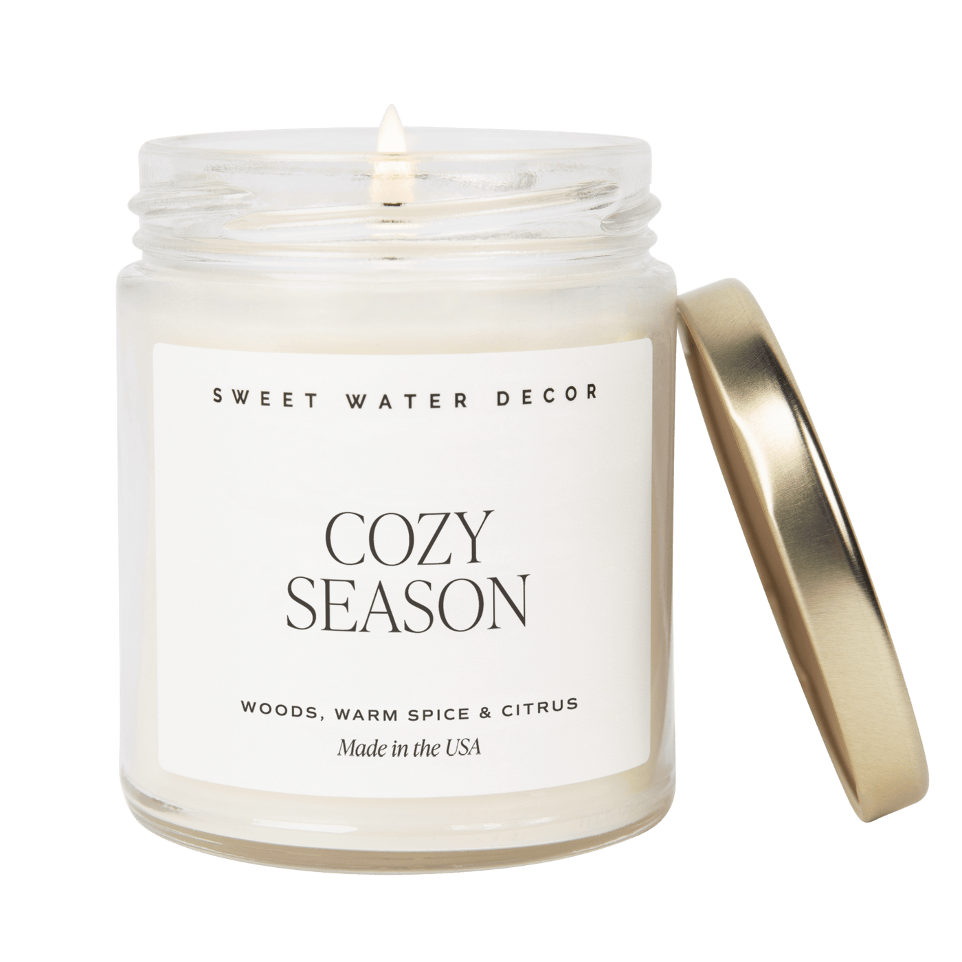 Cozy Season Soy Candle - Clear Jar - 9 oz - Sweet Water Decor - Candles