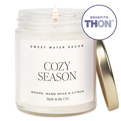 Cozy Season Soy Candle - Clear Jar - 9 oz THON - Sweet Water Decor - Candles
