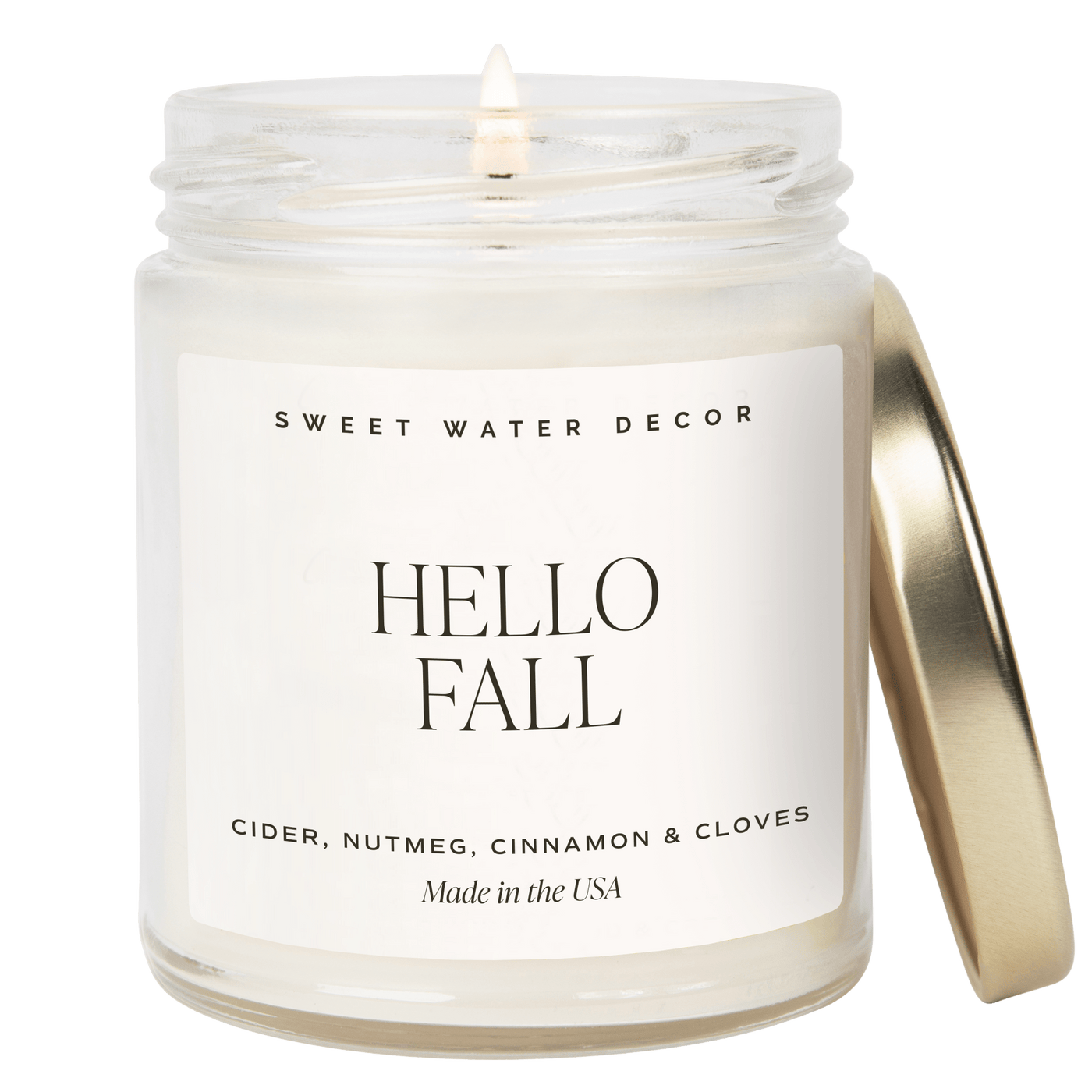 Hello Fall Soy Candle - Clear Jar - 9 oz - Sweet Water Decor - Candles