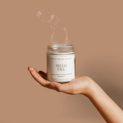 Hello Fall Soy Candle - Clear Jar - 9 oz THON - Sweet Water Decor - Candles