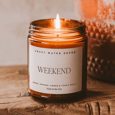 Weekend Soy Candle - Amber Jar - 9 oz - Sweet Water Decor - Candles
