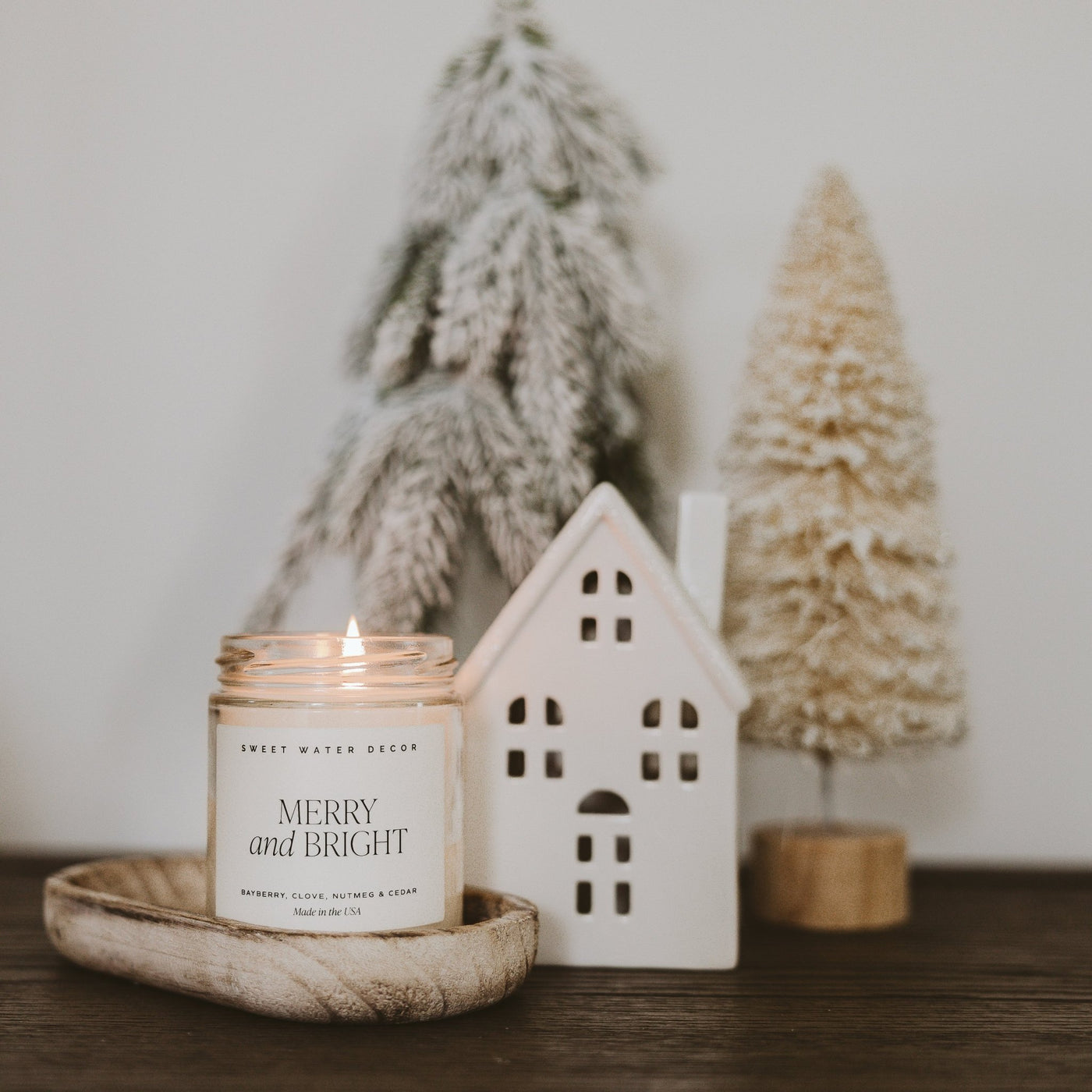 Merry and Bright Soy Candle - Clear Jar - 9 oz - Sweet Water Decor - Candles