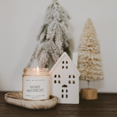 Merry and Bright Soy Candle - Clear Jar - 9 oz - Sweet Water Decor - Candles