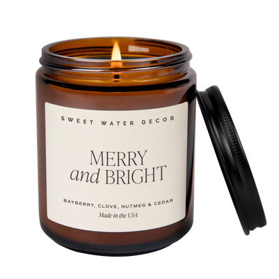 Merry and Bright Soy Candle - Amber Jar - 9 oz
