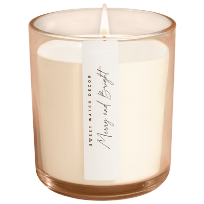 Merry and Bright Soy Candle - Tinted Glass Jar - 12 oz - Sweet Water Decor - Candles