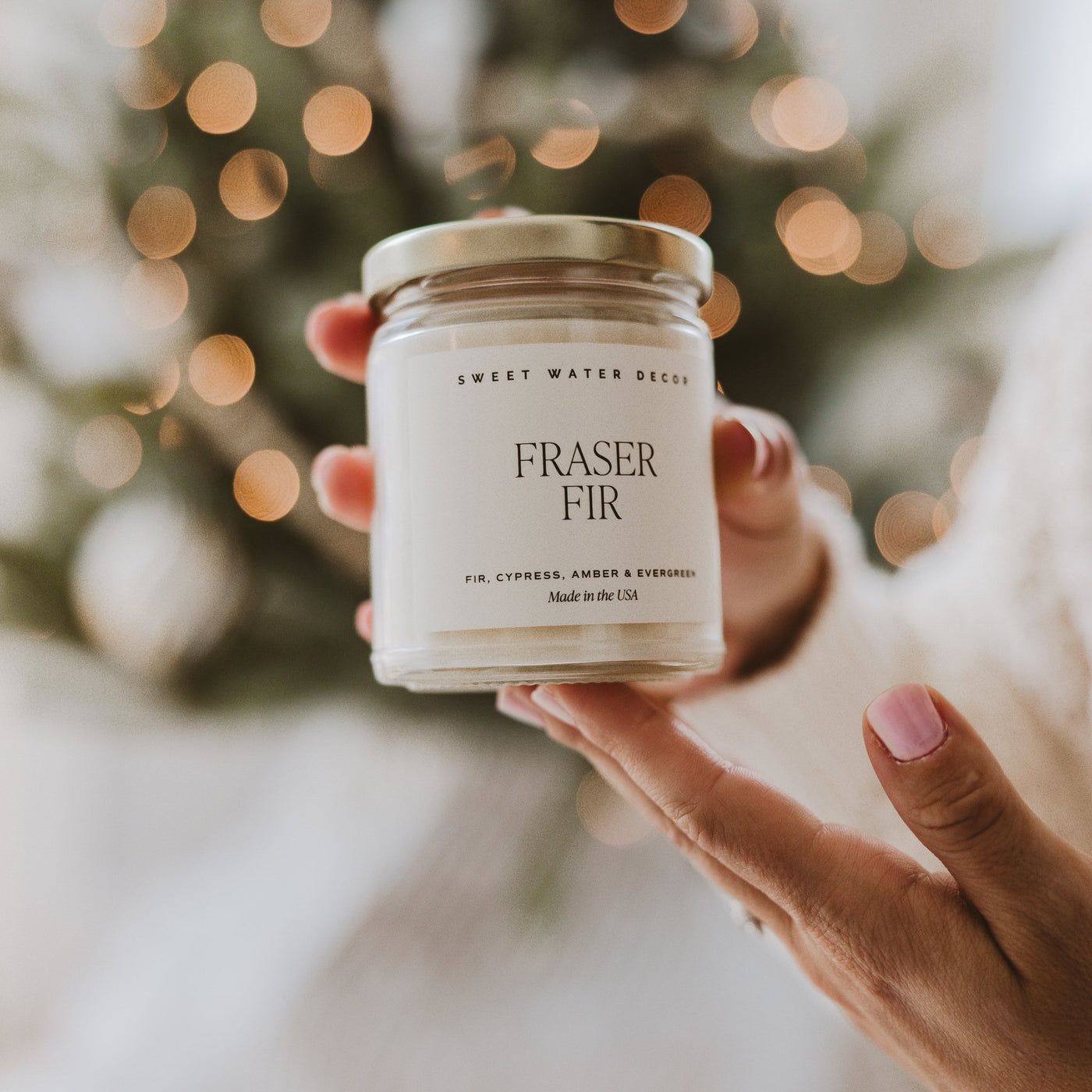 Fraser Fir Soy Candle - Clear Jar - 9 oz - Sweet Water Decor - Candles