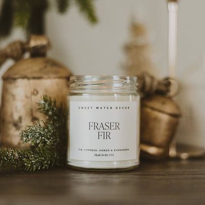 Fraser Fir Soy Candle - Clear Jar - 9 oz - Sweet Water Decor - Candles