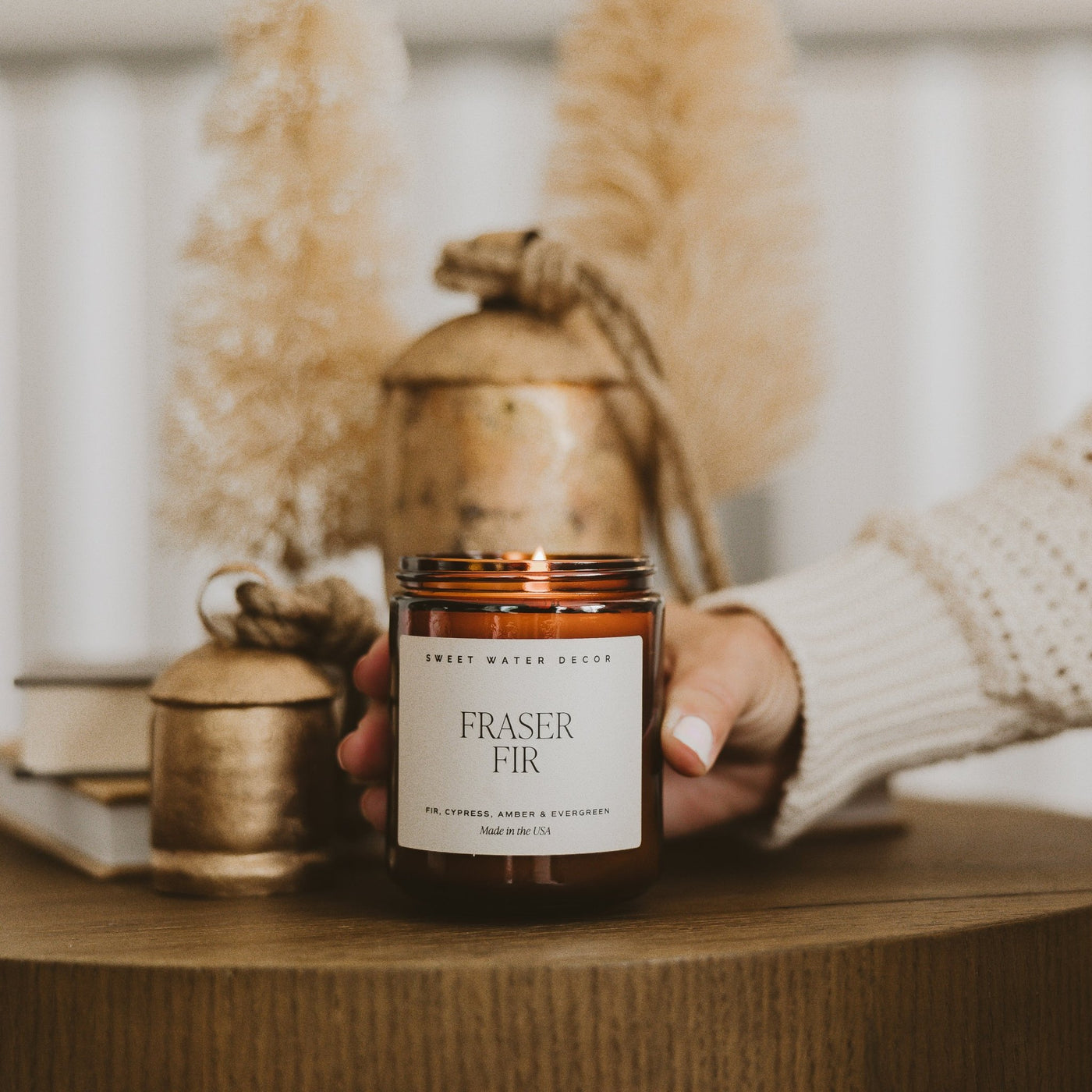 Fraser Fir Soy Candle - Tree Candles Christmas - Holiday Decor - 9oz Amber Jar, Soy Wax Blend