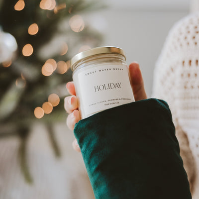 Holiday Soy Candle - Clear Jar - 9 oz - Sweet Water Decor - Candles