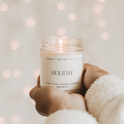 Holiday Soy Candle - Clear Jar - 9 oz - Sweet Water Decor - Candles