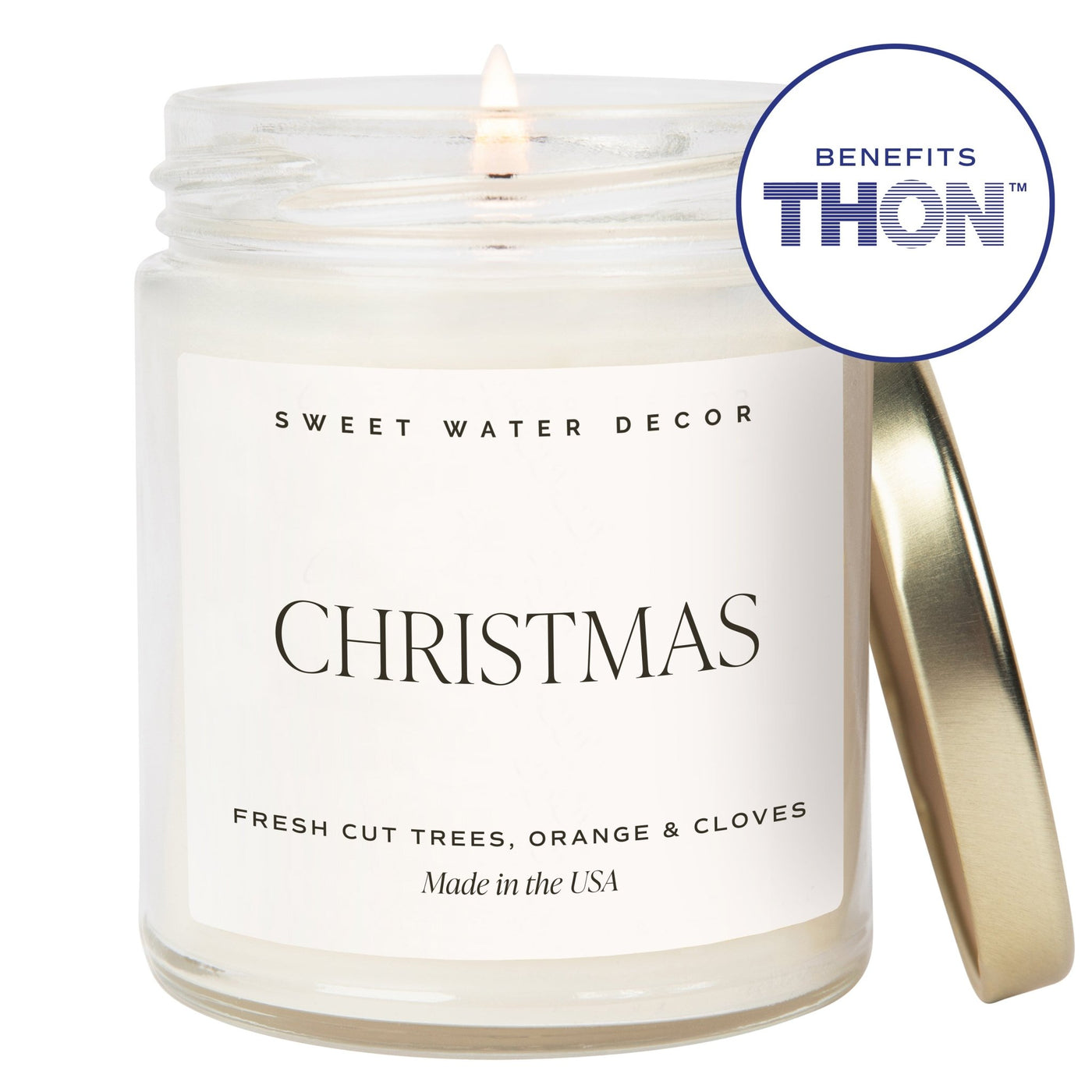 Christmas Soy Candle - Clear Jar - 9 oz THON - Sweet Water Decor - Candles