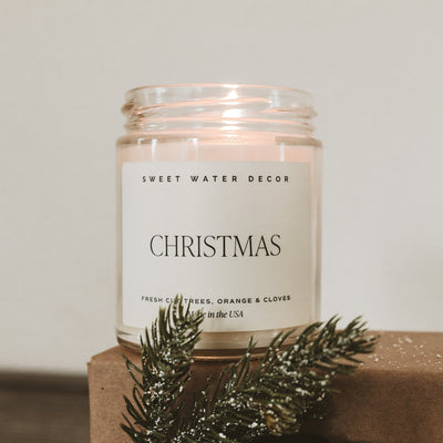 Christmas Soy Candle - Clear Jar - 9 oz THON - Sweet Water Decor - Candles