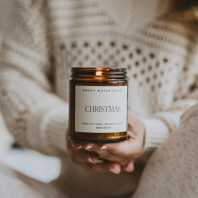 Christmas Soy Candle - Amber Jar - 9 oz - Sweet Water Decor - Candles