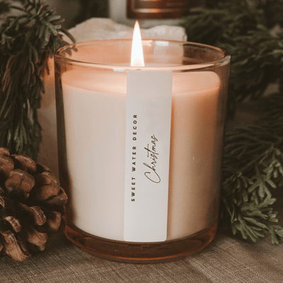 Christmas Soy Candle - Tinted Glass Jar - 12 oz - Sweet Water Decor - Candles