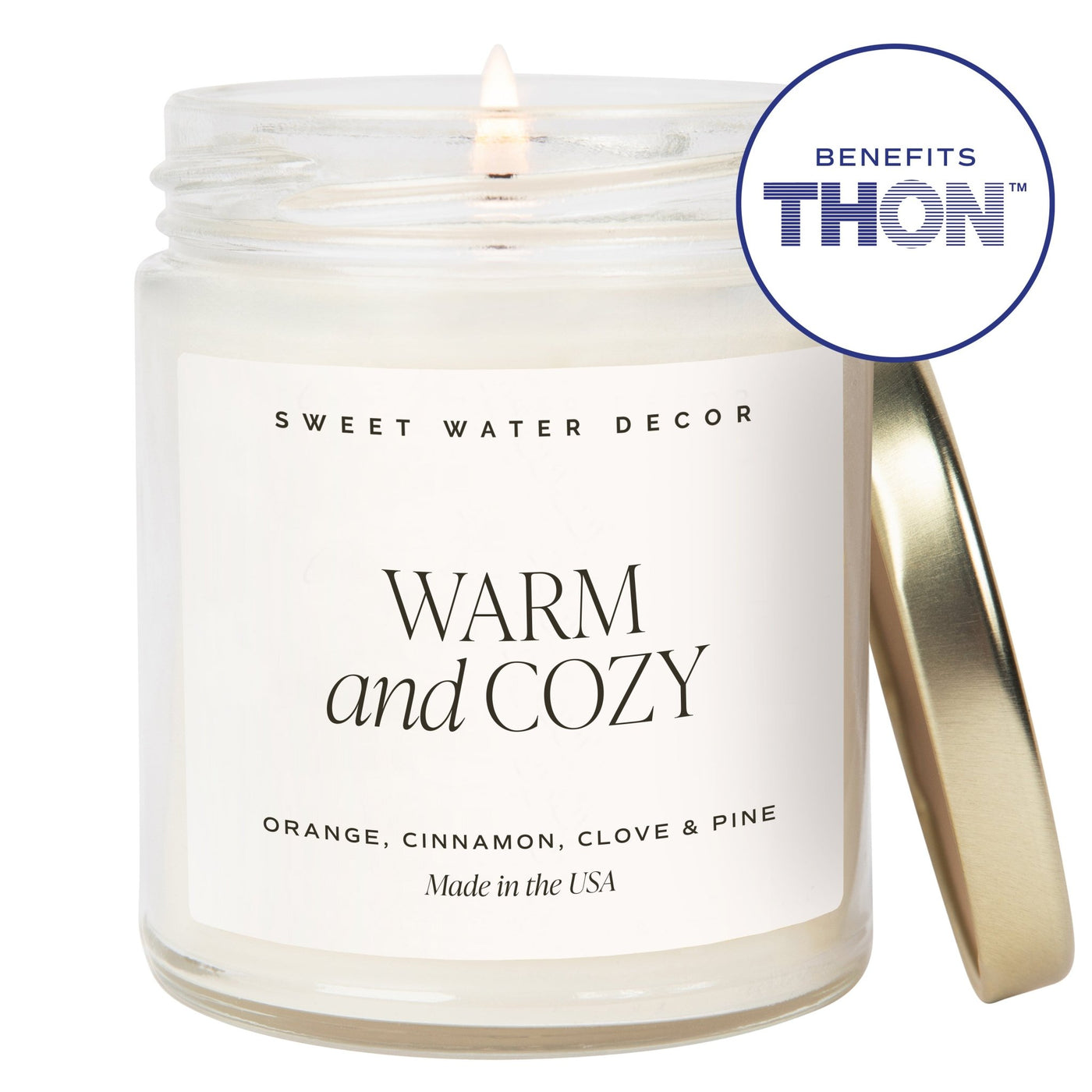 Warm and Cozy Soy Candle - Clear Jar - 9 oz THON - Sweet Water Decor - Candles