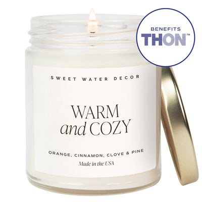 Warm and Cozy Soy Candle - Clear Jar - 9 oz THON - Sweet Water Decor - Candles