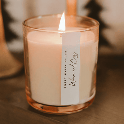 Warm and Cozy Soy Candle - Tinted Glass Jar - 12 oz - Sweet Water Decor - Candles