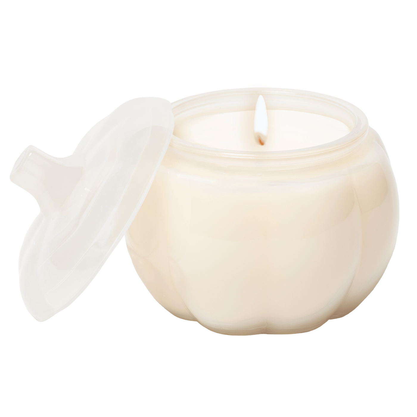 Warm and Cozy Soy Candle - White Translucent Glass Pumpkin Jar - 20 oz - Sweet Water Decor - Candles