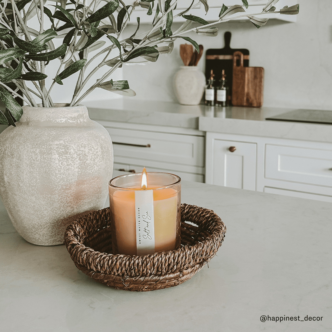 Salt and Sea Soy Candle - Tinted Glass Jar - 12 oz - Sweet Water Decor - Candles