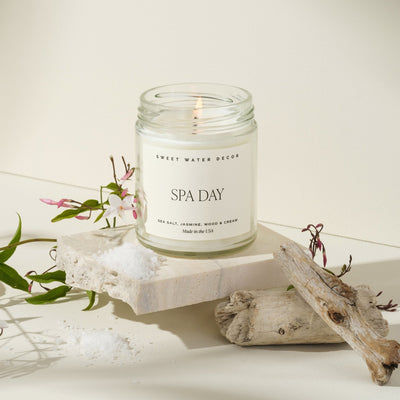 Spa Day Soy Candle - Clear Jar - 9 oz - Sweet Water Decor - Candles