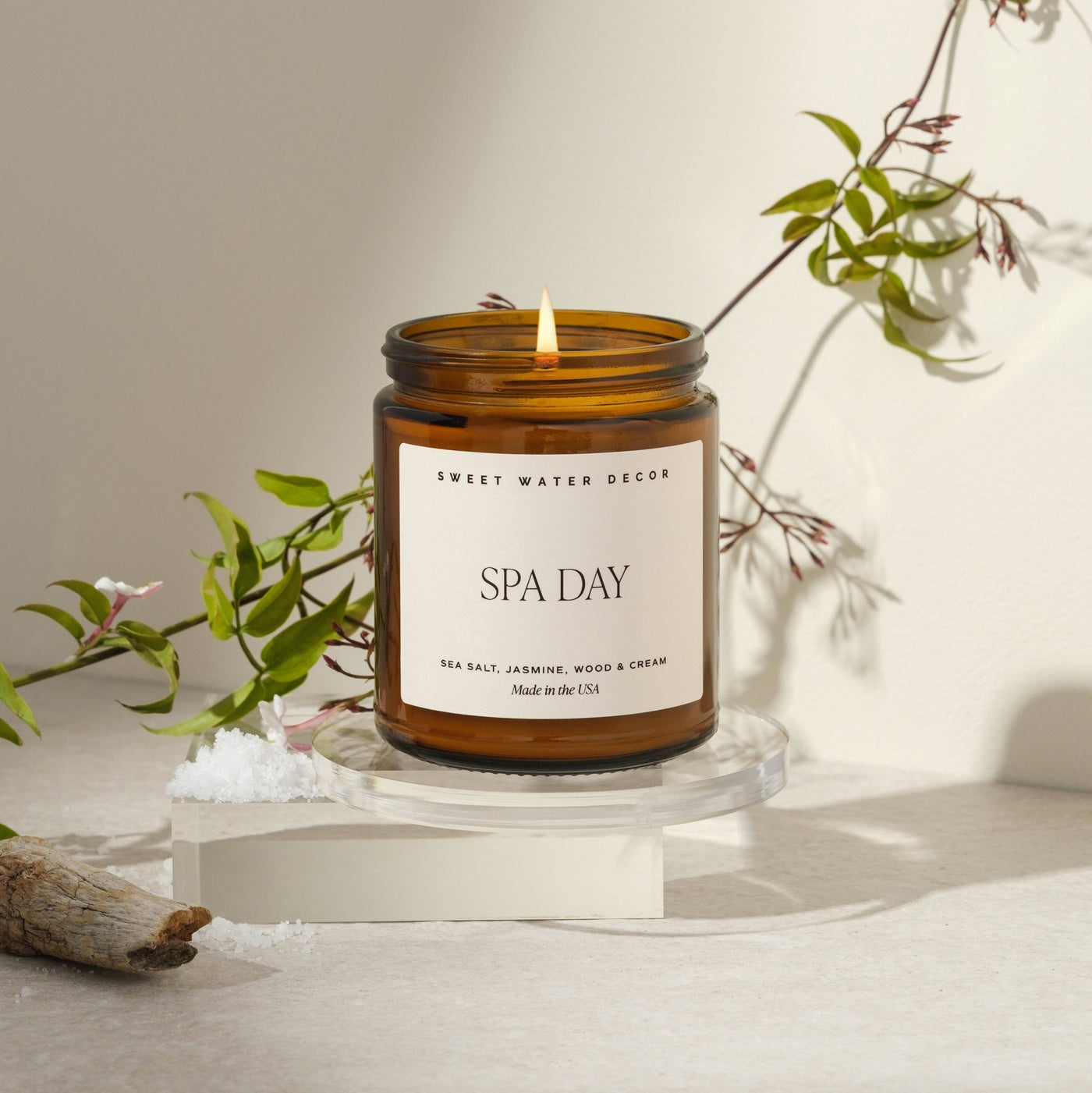 Spa Day Soy Candle - Amber Jar - 9 oz - Sweet Water Decor - Candles