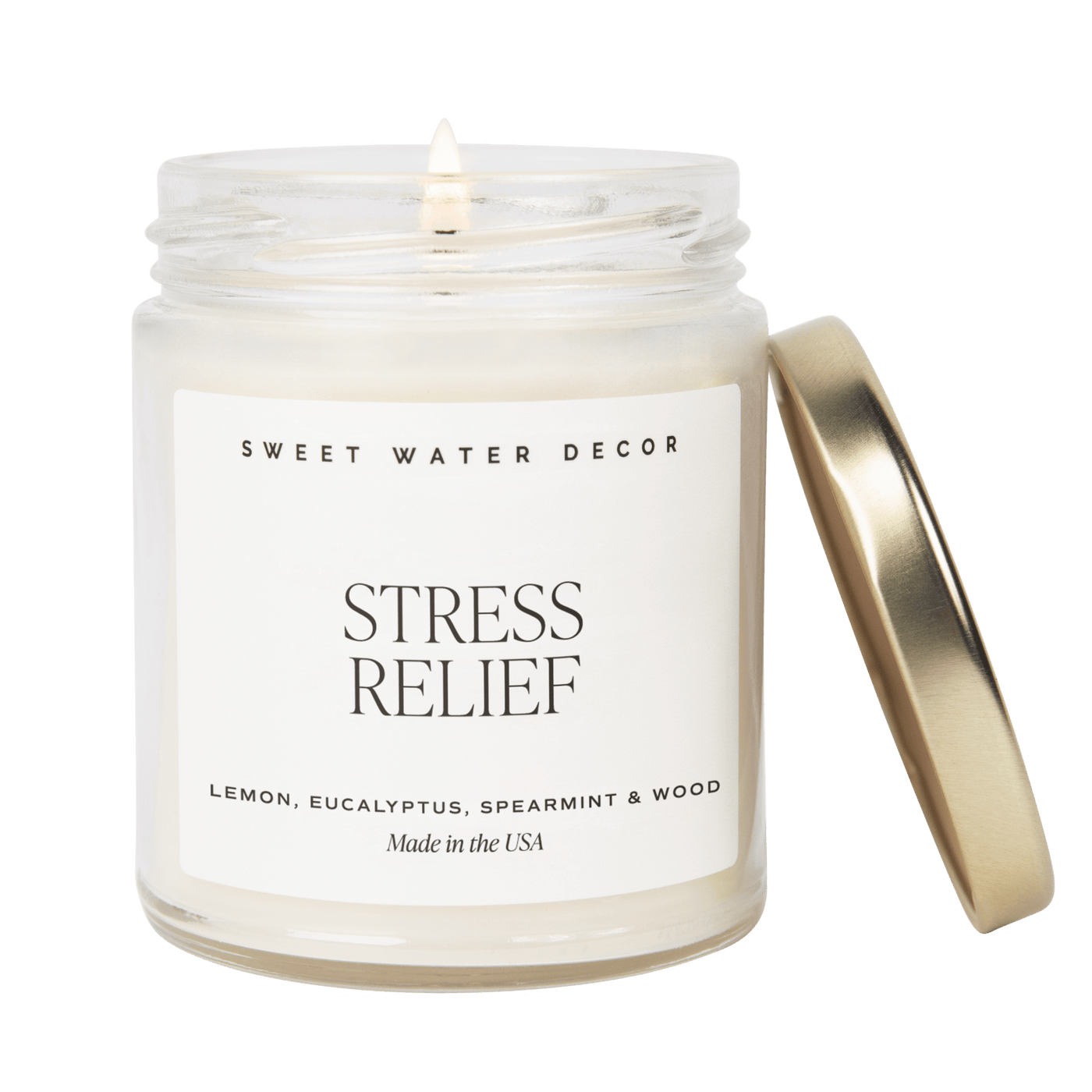 Stress Relief Soy Candle - Clear Jar - 9 oz - Sweet Water Decor - Candles