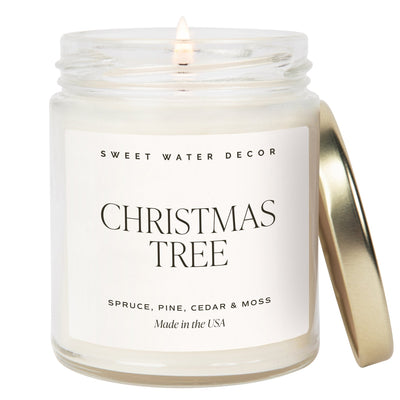 Christmas Tree Soy Candle - Clear Jar - 9 oz - Sweet Water Decor - Candles