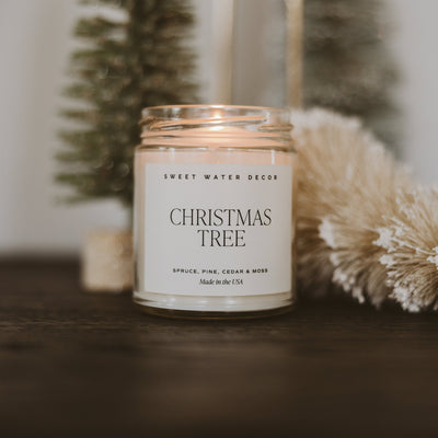 Christmas Tree Soy Candle - Clear Jar - 9 oz - Sweet Water Decor - Candles