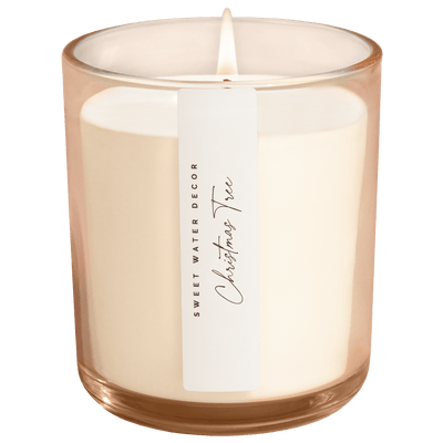 Christmas Tree Soy Candle - Tinted Glass Jar - 12 oz - Sweet Water Decor - Candles
