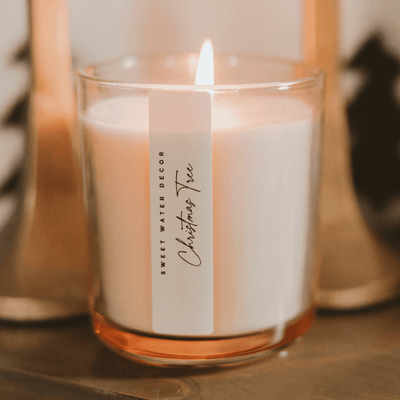 Christmas Tree Soy Candle - Tinted Glass Jar - 12 oz - Sweet Water Decor - Candles