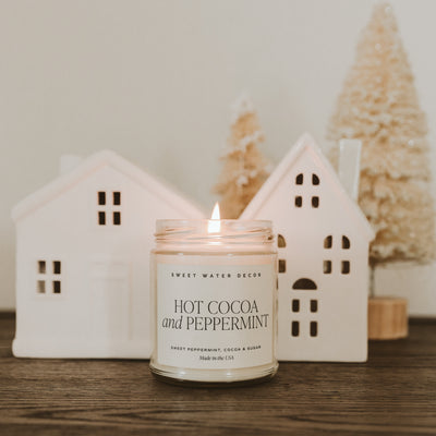 Hot Cocoa and Peppermint Soy Candle - Clear Jar - 9 oz
