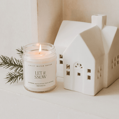 Let It Snow Soy Candle - Clear 9 oz Jar - Sweet Water Decor - Candles