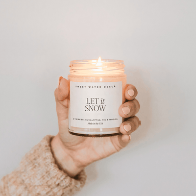 Let It Snow Soy Candle - Clear 9 oz Jar - Sweet Water Decor - Candles