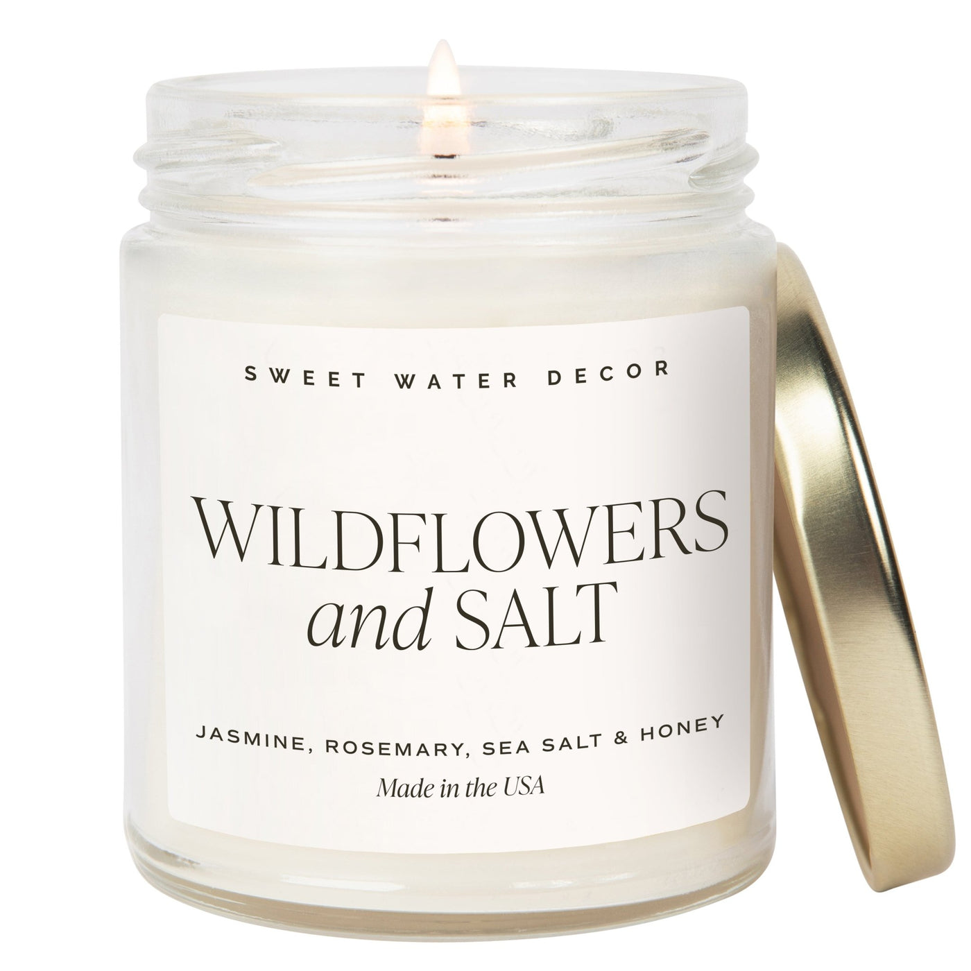Wildflowers and Salt Soy Candle - Clear Jar - 9 oz - Sweet Water Decor - Candles