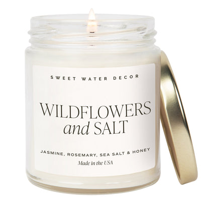 Wildflowers and Salt Soy Candle - Clear Jar - 9 oz - Sweet Water Decor - Candles