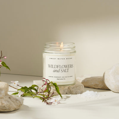 Wildflowers and Salt Soy Candle - Clear Jar - 9 oz THON - Sweet Water Decor - Candles