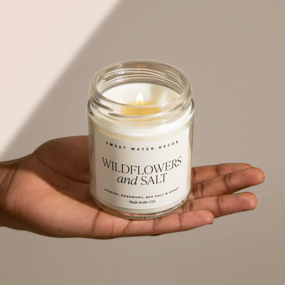 Wildflowers and Salt Soy Candle - Clear Jar - 9 oz THON - Sweet Water Decor - Candles