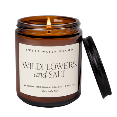 Wildflowers and Salt Soy Candle - Amber Jar - 9 oz - Sweet Water Decor - Candles