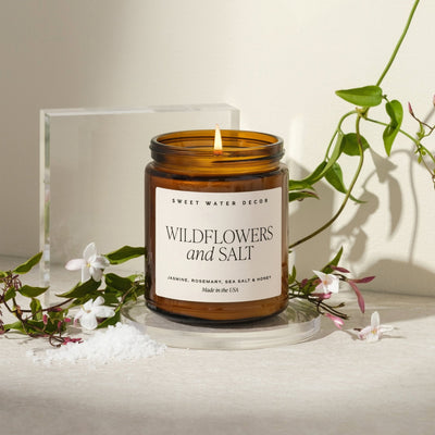 Wildflowers and Salt Soy Candle - Amber Jar - 9 oz - Sweet Water Decor - Candles