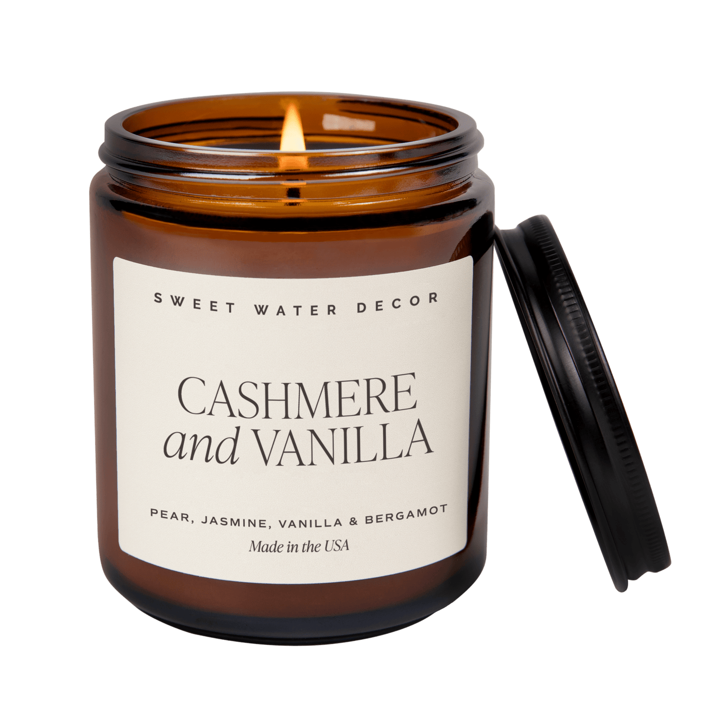 Cashmere and Vanilla Soy Candle - Amber Jar - 9 oz - Sweet Water Decor - Candles